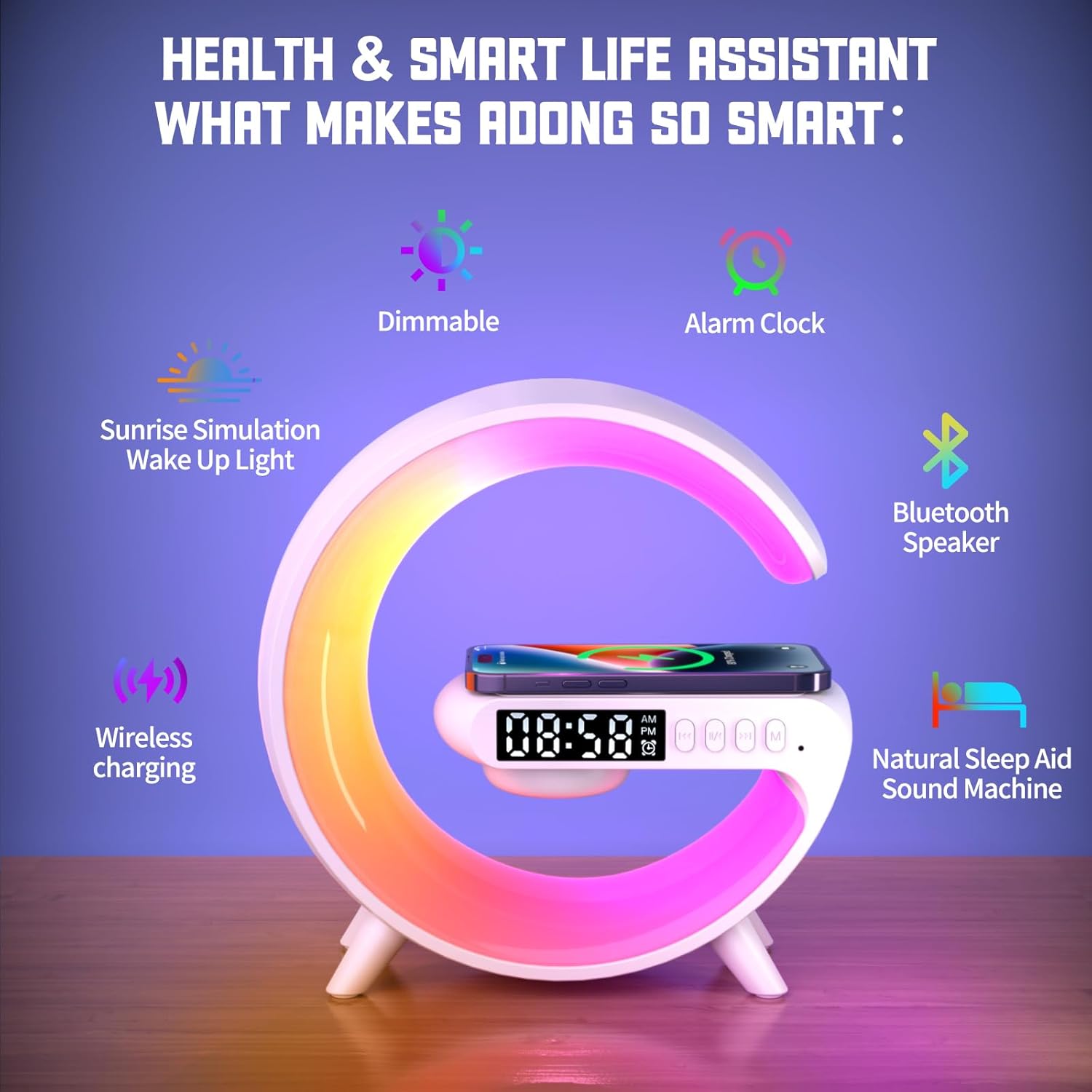 LED Smart Bluetooth Table Lamp with Speaker