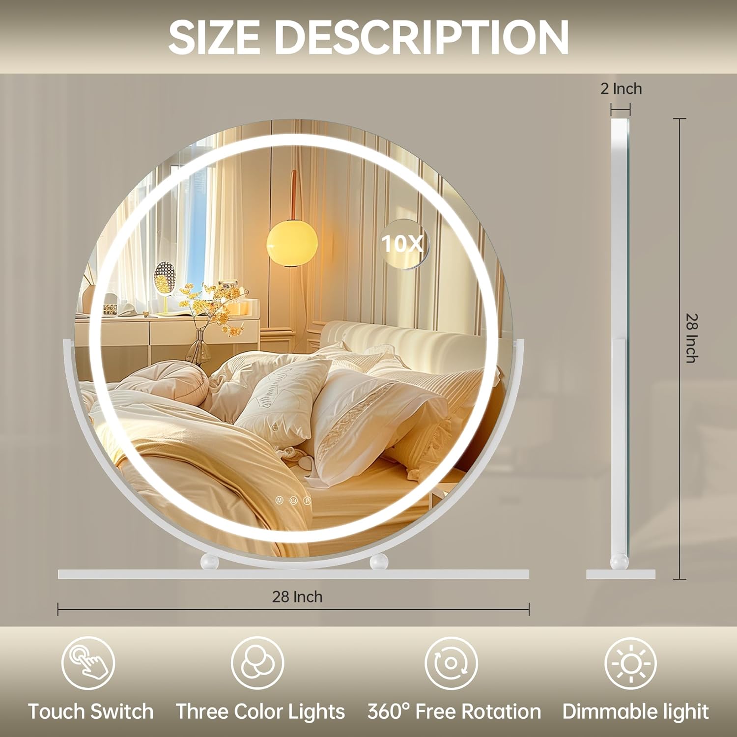 Smart Touch LED Vanity Mirror with Lights