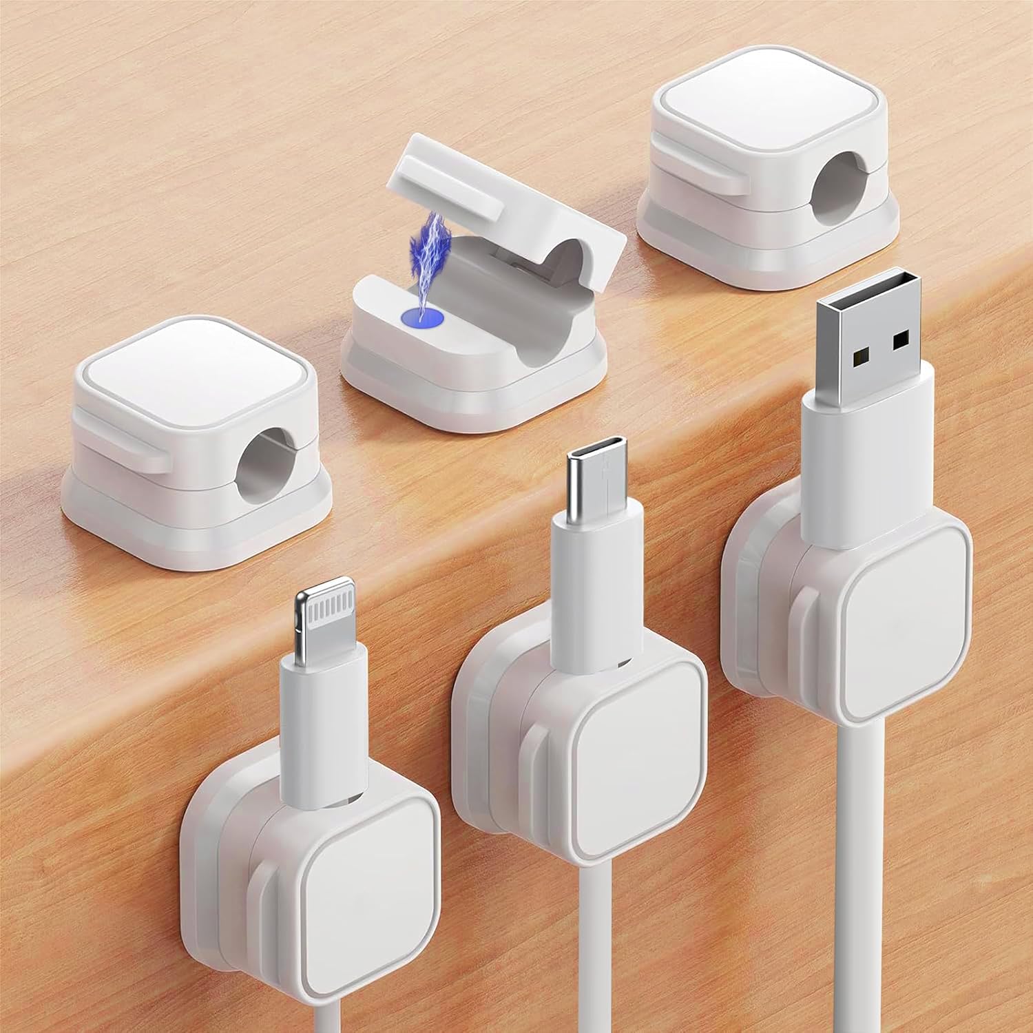 6 Pack Magnetic Cable Clip Organizer for Car, Office, and Home