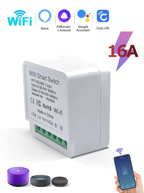 Mini Smart Switch Module 2-way Control Cozy Life APP Remote Control
